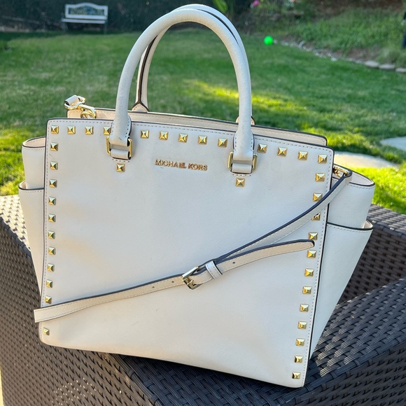 Michael Kors Handbags - MICHAEL KORS• LARGE Selma
Leather Studded Handbag
